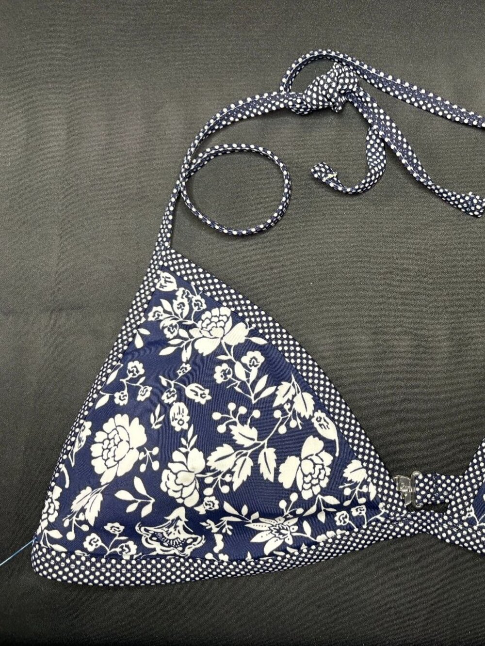 Junior's Joe Boxer Bikini Top Size XL -Blue & White Floral Padded Swim Top
